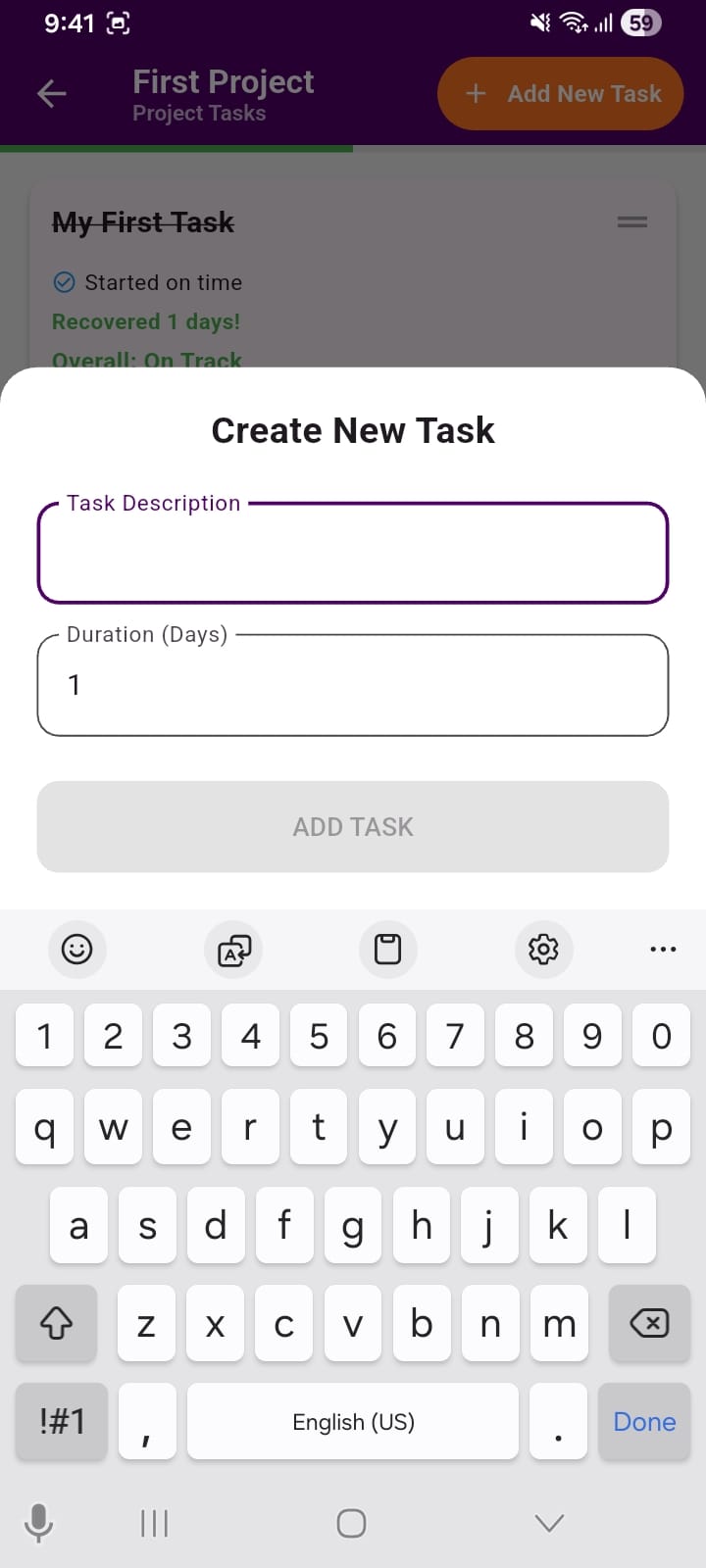 Add Task Screen