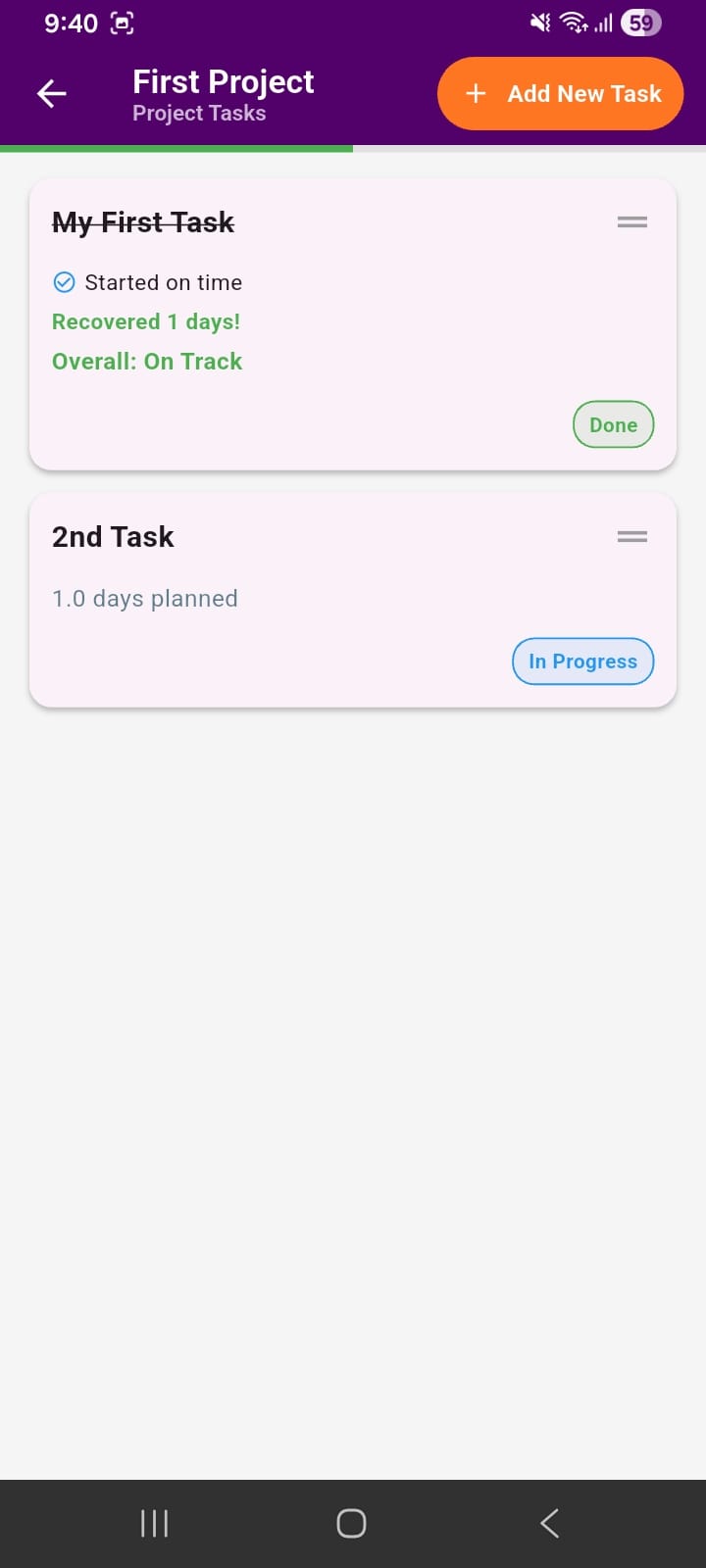 Task Status Screen