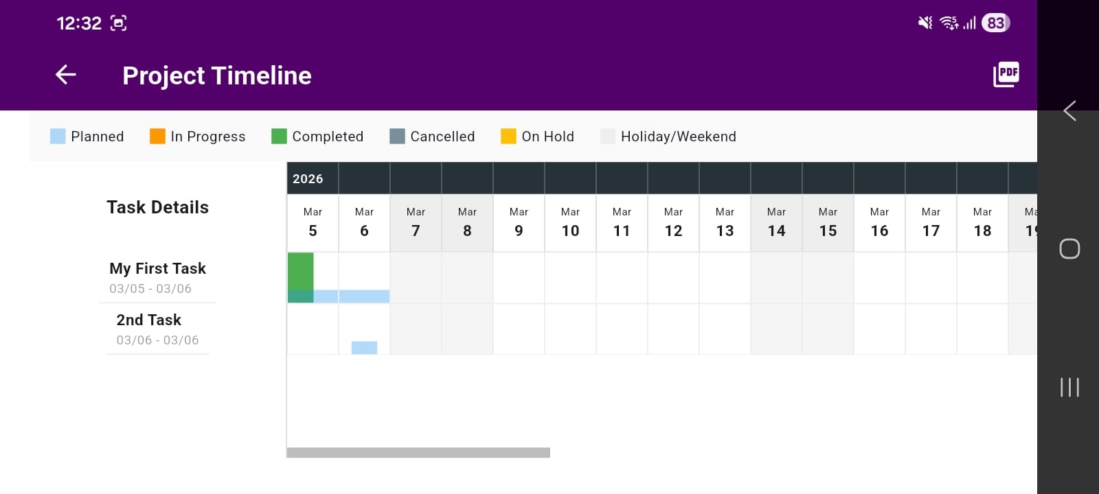 Gantt Timeline Landscape